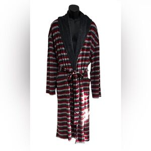 NWT Majestic International Size L/XL Striped Robe Charcoal Stripe